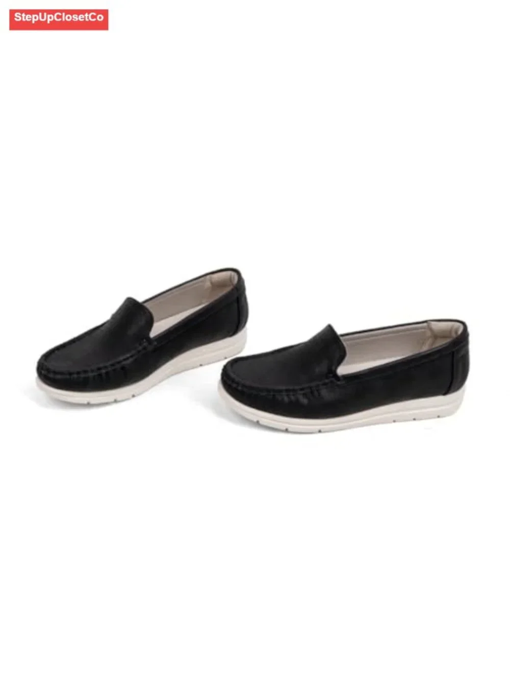 Women's Perforated Faux Leather Loafers - Lightweight Breathable Slip-On
